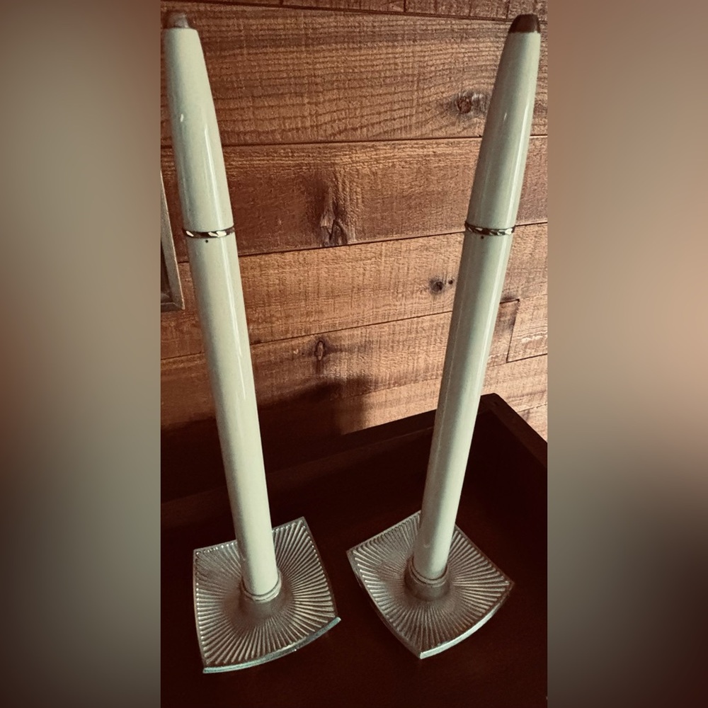 MCM Ronson Butane Vintage White & Gold "Stardust" Tapers-Pair